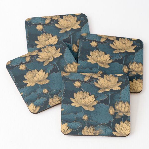 Item preview, Serenity Blooms: Golden Water Lily Pattern designed and sold by Sleeygoy.