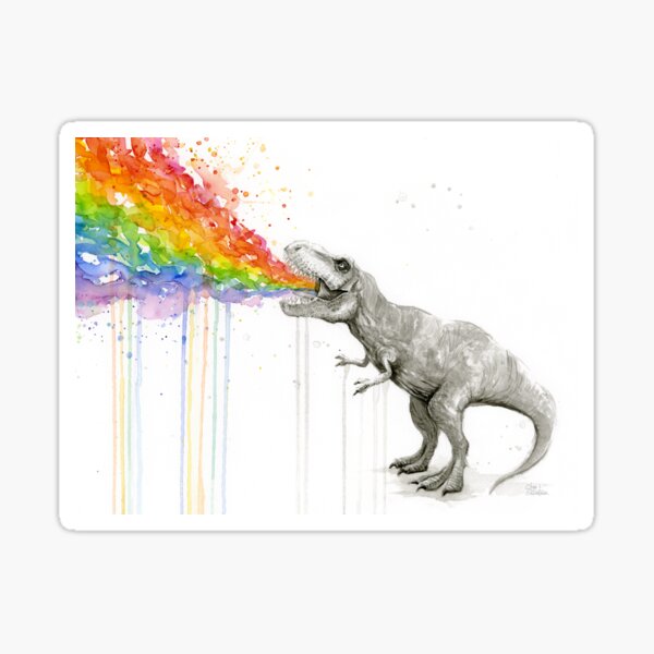 T-Rex Rainbow Puke Sticker