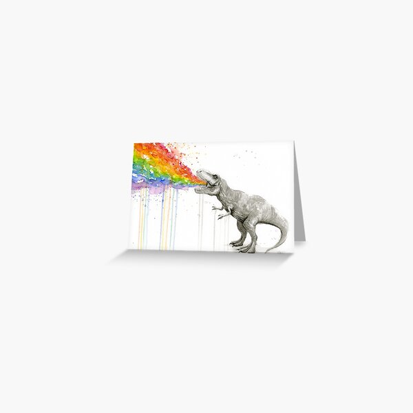 T-Rex Rainbow Puke  Greeting Card