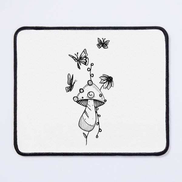 Item preview, Mushroom + flowers + plants + butterflies lineart design designed and sold by bluchocolate.