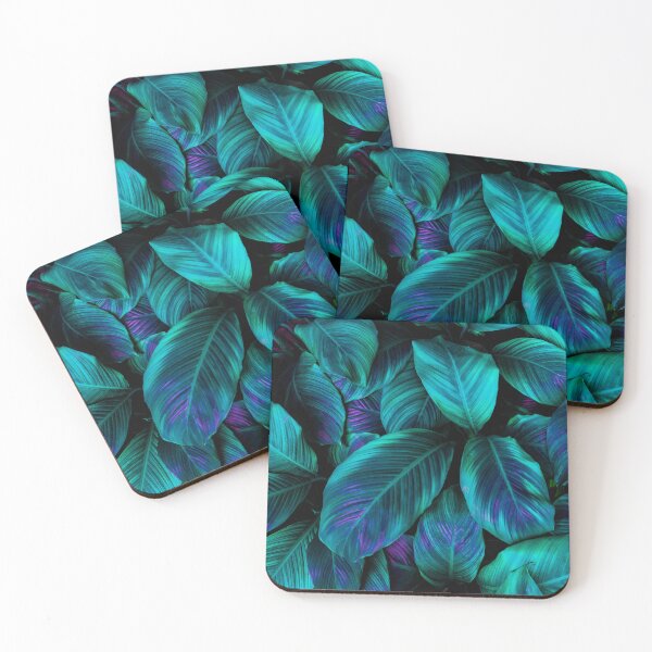 Item preview, "Electric Jungle Glow" - A mesmerizing blue neon tropical leaves photograph designed and sold by pocketgraphic.