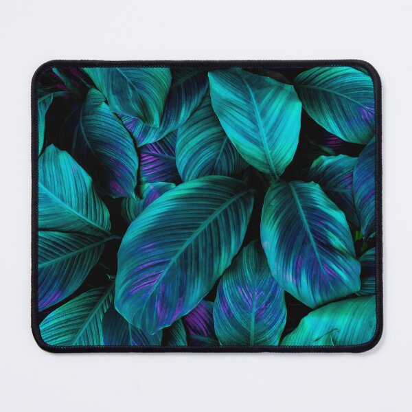 Item preview, "Electric Jungle Glow" - A mesmerizing blue neon tropical leaves photograph designed and sold by pocketgraphic.