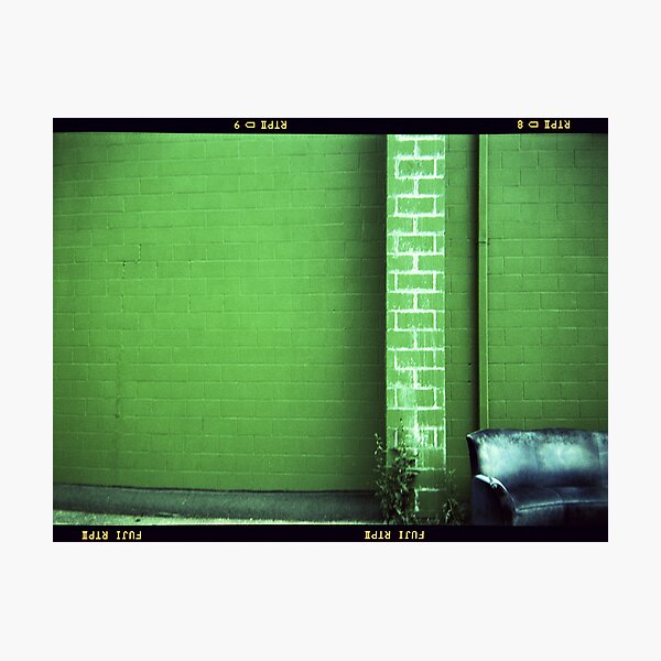 Blue Couch Green Wall Photographic Print