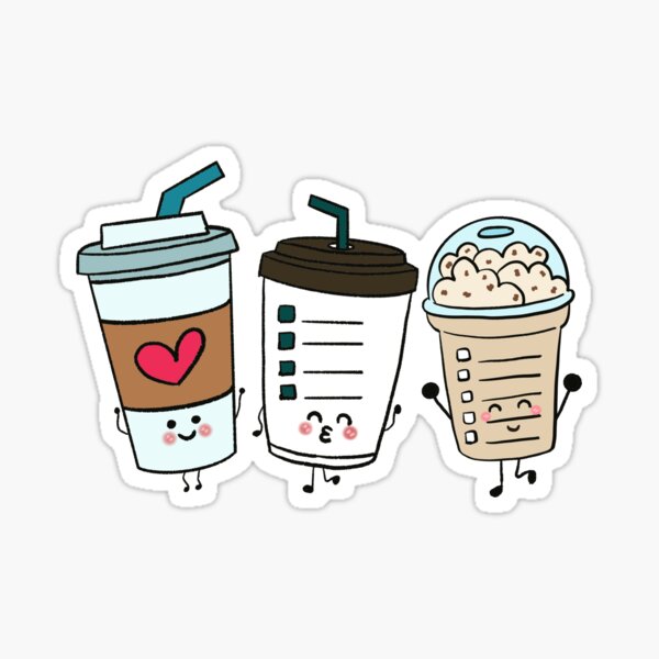 Cute Iced Coffee Cups - Classic Brown Sticker for Sale by