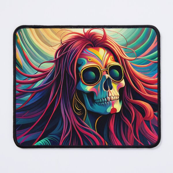 Item preview, Colorful skull with red long hars designed and sold by vocej.
