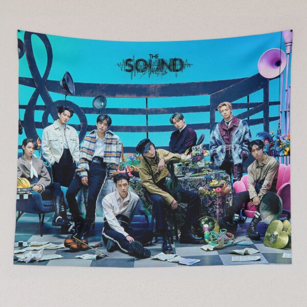 Item preview, Sound japan Stray Kids ot8 Pink outfits cute concept chocolate factory kpop boy group poster designed and sold by Kpop-Noona.