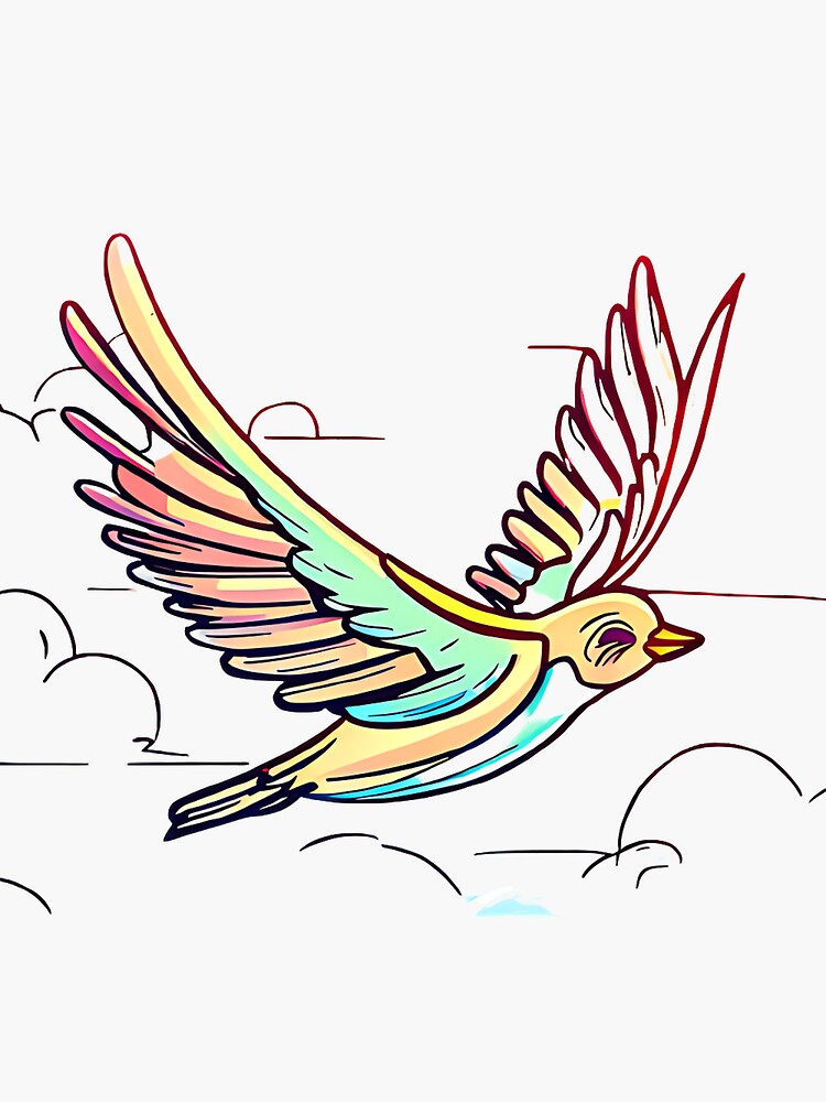 Sticker for Sale avec l'œuvre « Un oiseau qui vole dans le ciel » de  l'artiste SwamiArt23