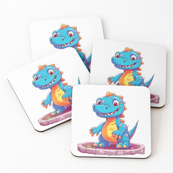 Item preview, Blue and orange cartoon Dino designed and sold by Nosy is Everything.