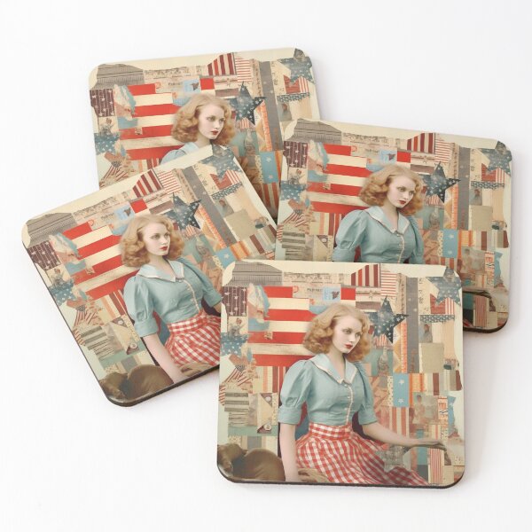 Item preview,  America Retro Vintage Patchwork of Americana Pattern Collage designed and sold by BrandonArtWorld.