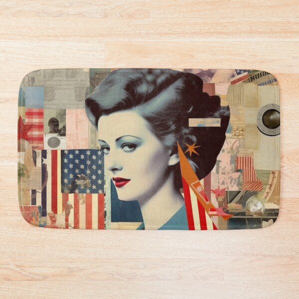 Item preview, America Retro Vintage Patchwork of Americana Pattern Collage designed and sold by BrandonArtWorld.