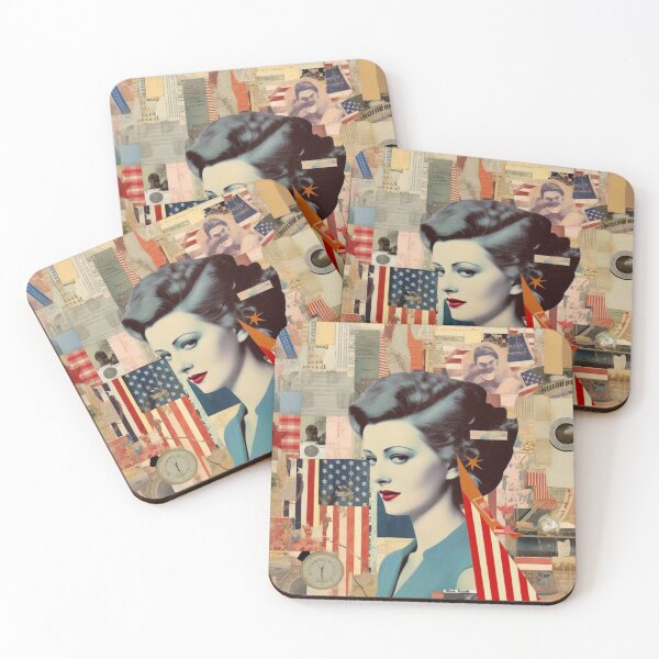 Item preview, America Retro Vintage Patchwork of Americana Pattern Collage designed and sold by BrandonArtWorld.