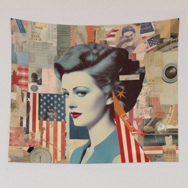 Item preview, America Retro Vintage Patchwork of Americana Pattern Collage designed and sold by BrandonArtWorld.