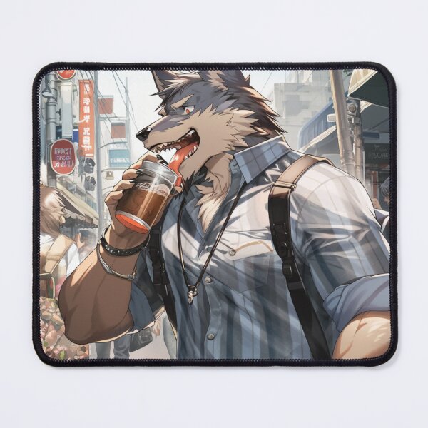 Item preview, Wolf Man On Street - A Dark and Mysterious Anime Illustration designed and sold by Zibes-Limited.