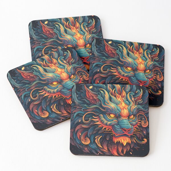 Item preview, Digital Art Tiger- Graphic Colorful Tiger Abstract Blue and Fire Orange Flaming tiger designed and sold by JD72shirtshop.