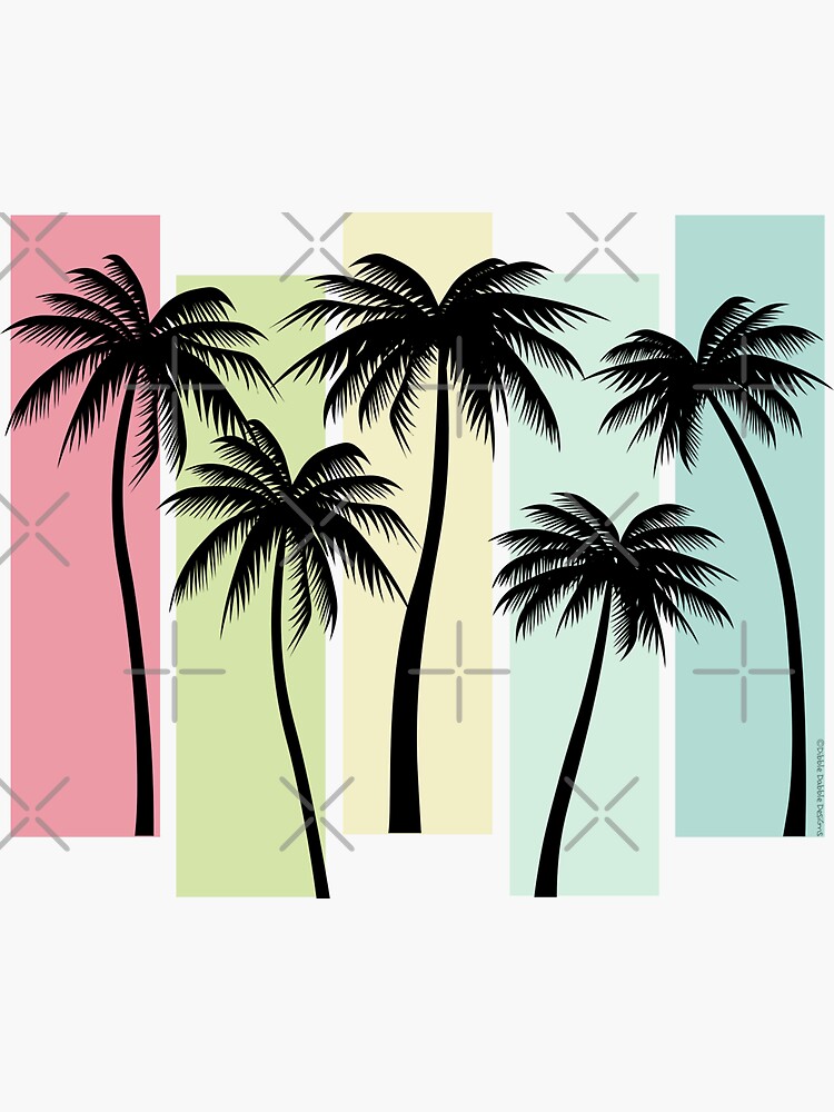 Retro Art Deco Style Summer Vacation Tropical Palm Trees Sticker for Sale  by Dibble-Dabble