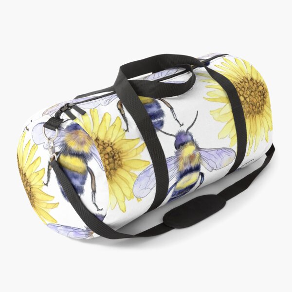 Item preview, Watercolor Flying Bees with Yellow Flowers Insect Pattern designed and sold by ETconnections.