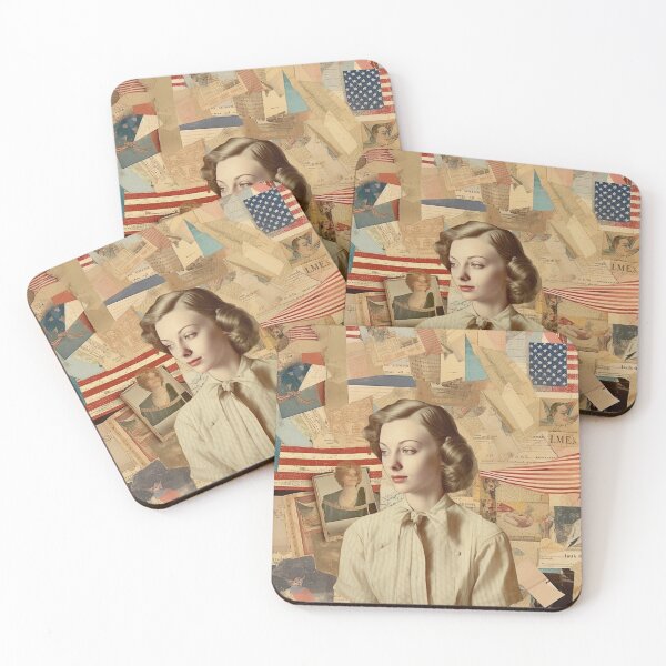 Item preview,  America Retro Vintage Patchwork of Americana Pattern Collage designed and sold by BrandonArtWorld.