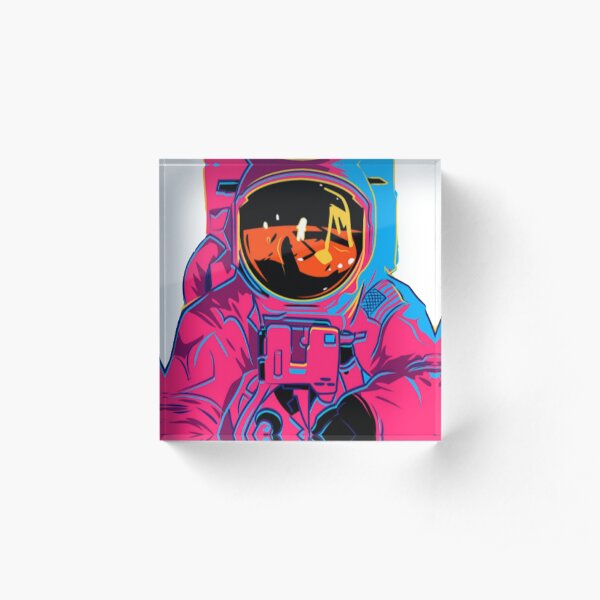 Trippy rainbow Astronaut Acrylic Block