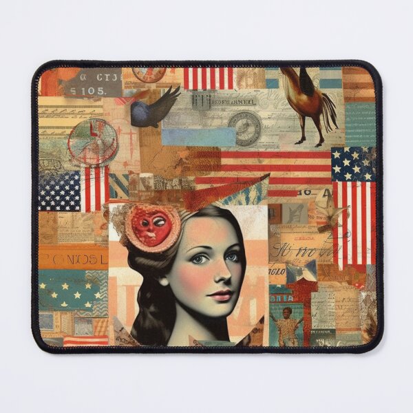 Item preview, America Retro Vintage Patchwork of Americana Pattern Collage designed and sold by BrandonArtWorld.