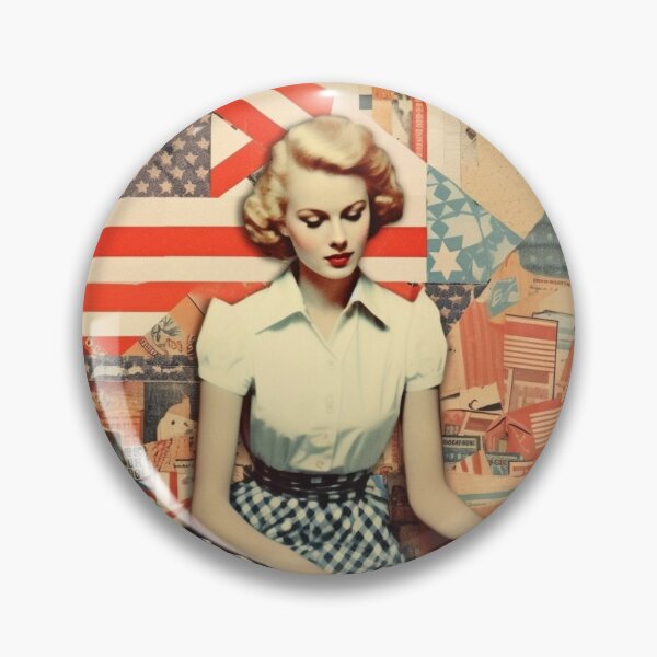 Item preview,  America Retro Vintage Patchwork of Americana Pattern Collage designed and sold by BrandonArtWorld.