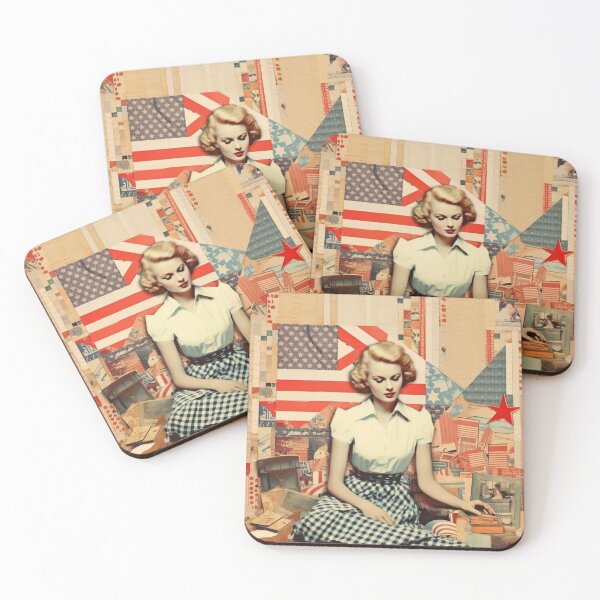 Item preview,  America Retro Vintage Patchwork of Americana Pattern Collage designed and sold by BrandonArtWorld.