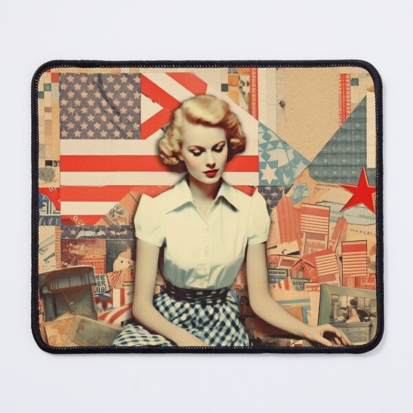 Item preview, America Retro Vintage Patchwork of Americana Pattern Collage designed and sold by BrandonArtWorld.
