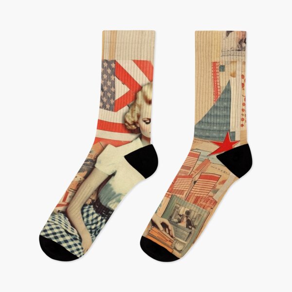 Item preview,  America Retro Vintage Patchwork of Americana Pattern Collage designed and sold by BrandonArtWorld.