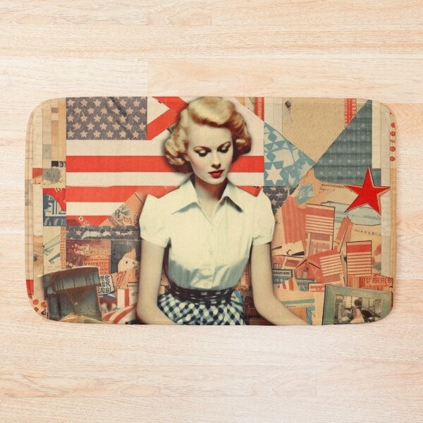 Item preview,  America Retro Vintage Patchwork of Americana Pattern Collage designed and sold by BrandonArtWorld.