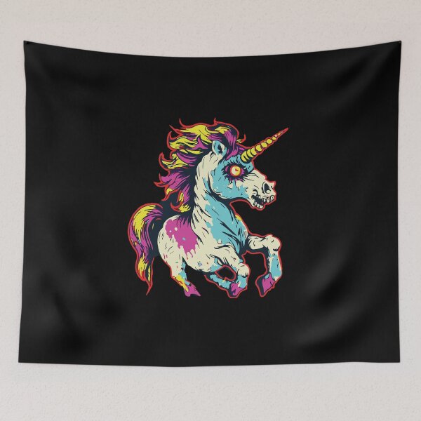 Item preview, Horror Scary Retro Vintage Zombie Unicorn designed and sold by ScaryTeddybear.