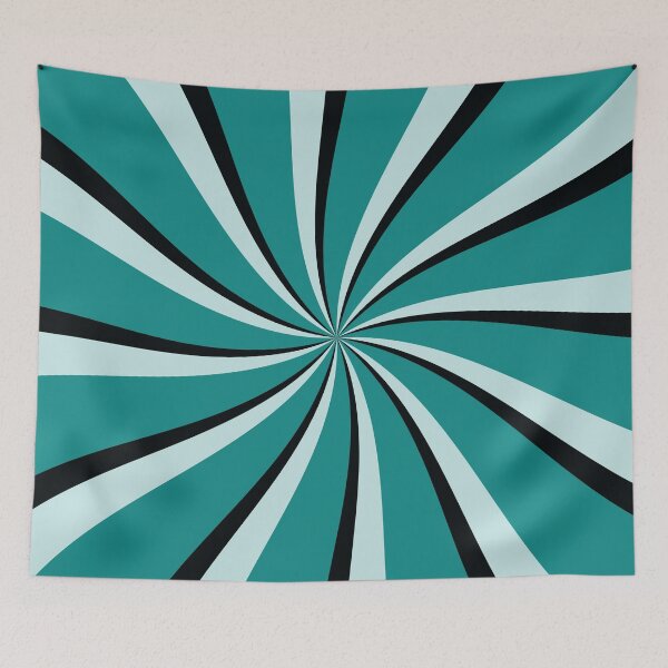 Item preview, Blue, turquoise and black retro style sun rays designed and sold by BattaAnastasia.