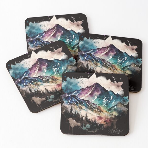 Item preview, Dramatic watercolor interpretation of a rugged mountain range designed and sold by iDezine GD.