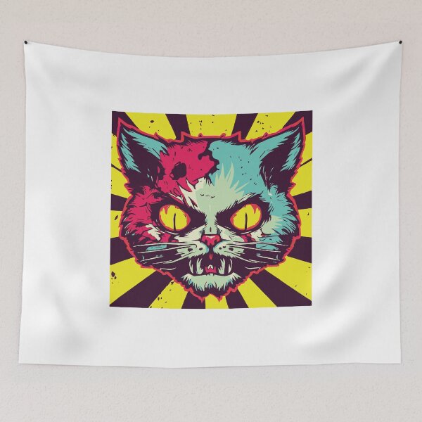 Item preview, Horror Scary Retro Vintage Zombie Cat designed and sold by ScaryTeddybear.