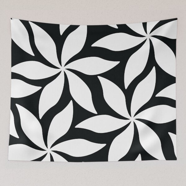 Item preview, Claudia Flores Black and White Simple Retro Flower Pattern designed and sold by ClaudiaFlores.