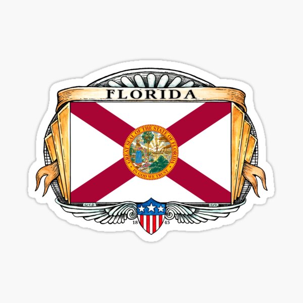 Florida Art Deco Design with Flag Sticker