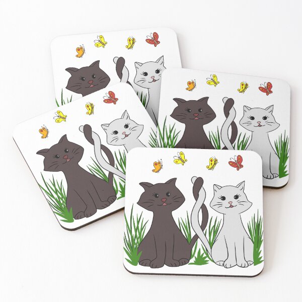 Item preview, two cats in love with butterflies designed and sold by Asiyat.