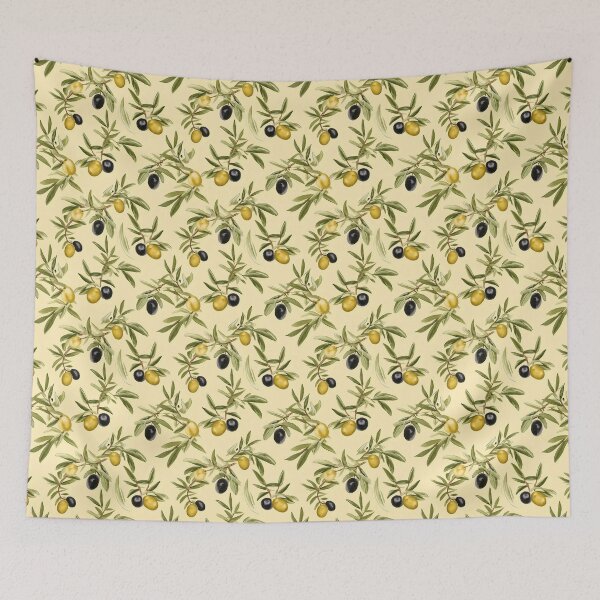 Item preview, Olive Grove Serenade: Mediterranean-Inspired Print Design with black and green olives by Mila van Meer designed and sold by Mila van Meer.