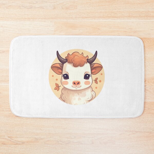 Item preview, Cute Cow Smiling in Cottagecore Soft Colors designed and sold by CozyKawaiiArt.