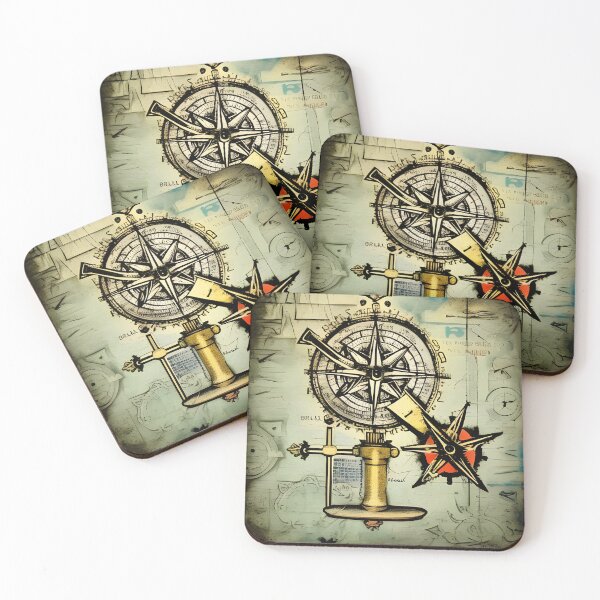Artikelvorschau, Vintage-Navigationskarte, Sextant und Kompassskizze entworfen und verkauft von PC-artist.