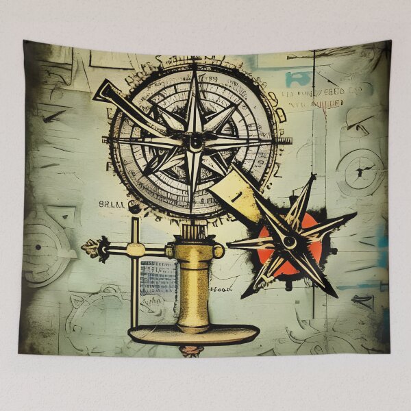 Artikelvorschau, Vintage-Navigationskarte, Sextant und Kompassskizze entworfen und verkauft von PC-artist.
