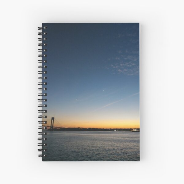 Sunset, Night, Water, Bridge Spiral Notebook
