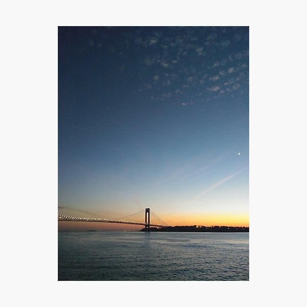 Sunset, Night, Water, Bridge Photographic Print