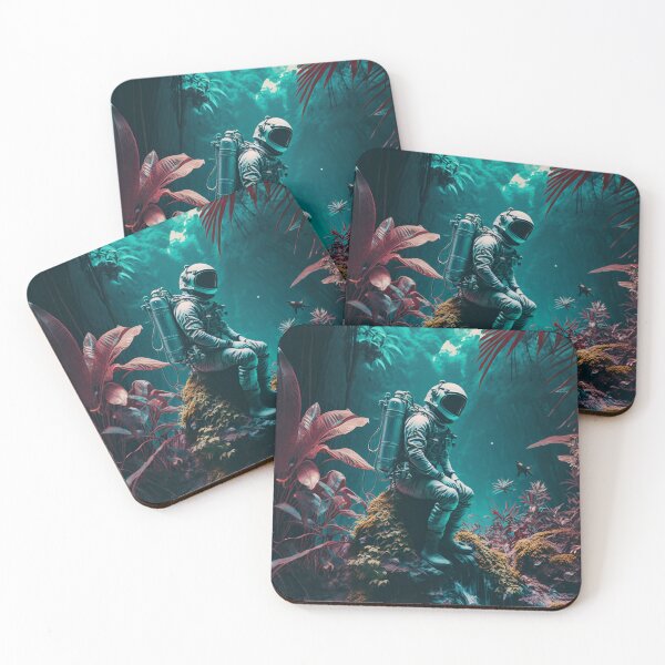 Item preview, Surreal Spaceman in a Strange World - Astronaut in Tropical Rainforest designed and sold by photofundz.