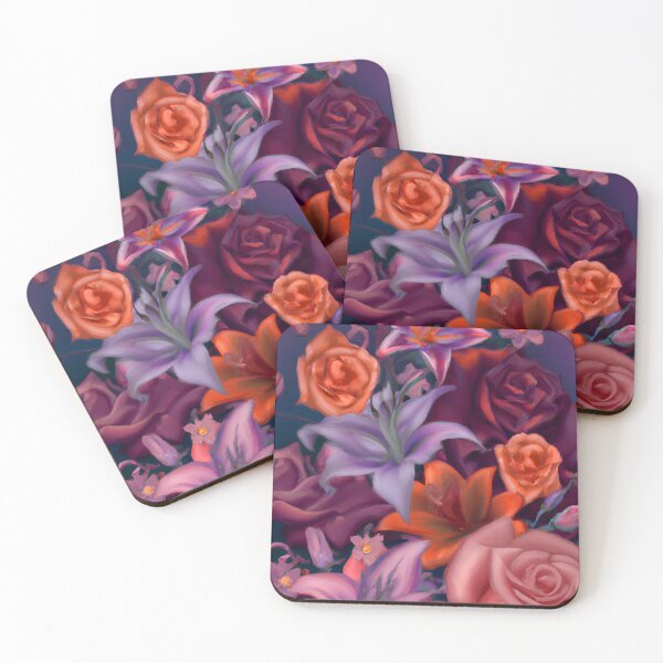 Item preview, Red roses and  purple lilies.  Impressionism art designed and sold by Edekad.