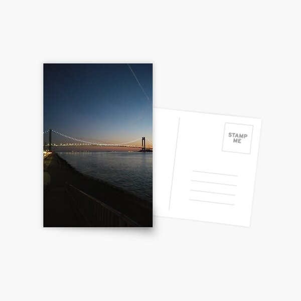 Sunset, Night, Water, Bridge Postcard