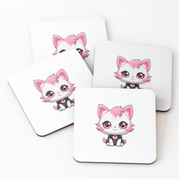 Item preview, Pink Cat Miaw | White BG | Cute, Kawaii, Girly, Funny, Heart designed and sold by FantasySoul.