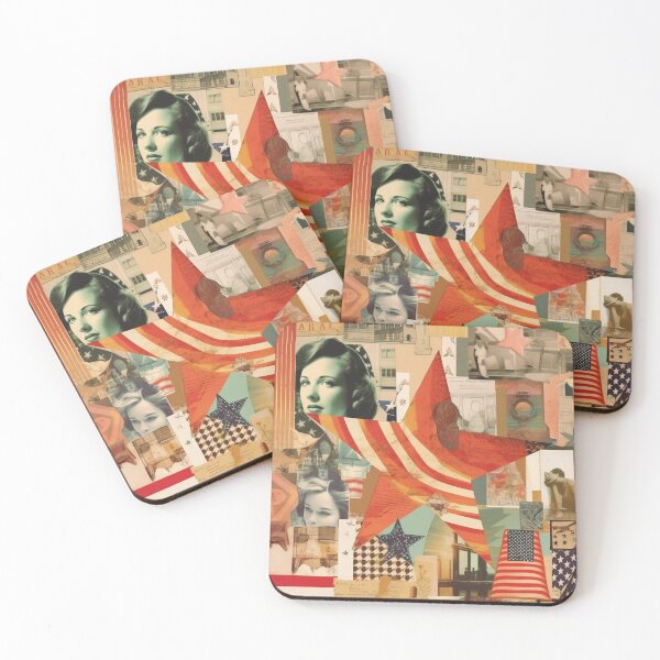 Item preview,  America Retro Vintage Patchwork of Americana Pattern Collage designed and sold by BrandonArtWorld.