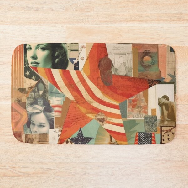 Item preview,  America Retro Vintage Patchwork of Americana Pattern Collage designed and sold by BrandonArtWorld.