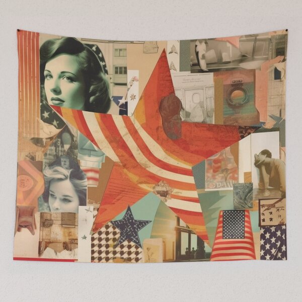 Item preview,  America Retro Vintage Patchwork of Americana Pattern Collage designed and sold by BrandonArtWorld.