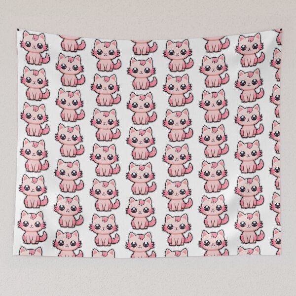 Item preview, Pink Cat Miaw | White BG | Cute, Kawaii, Happy, Funny, Anime designed and sold by FantasySoul.