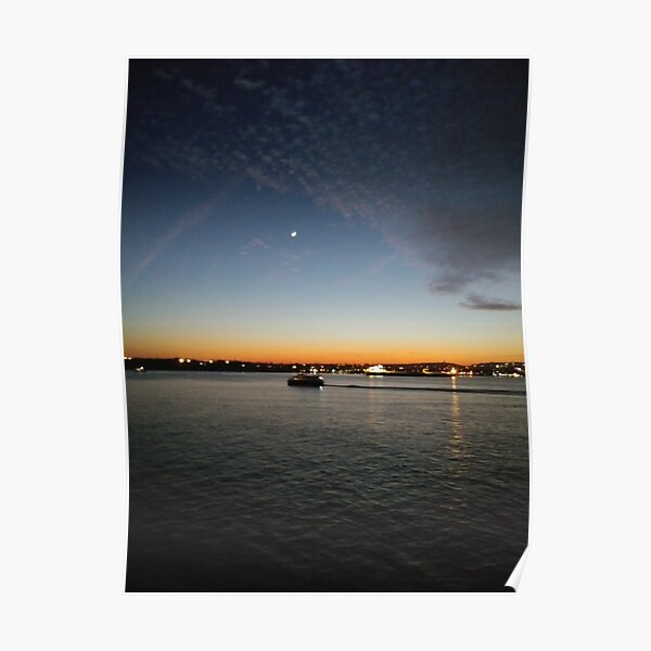 Sunset, Night, Water, Bridge Poster